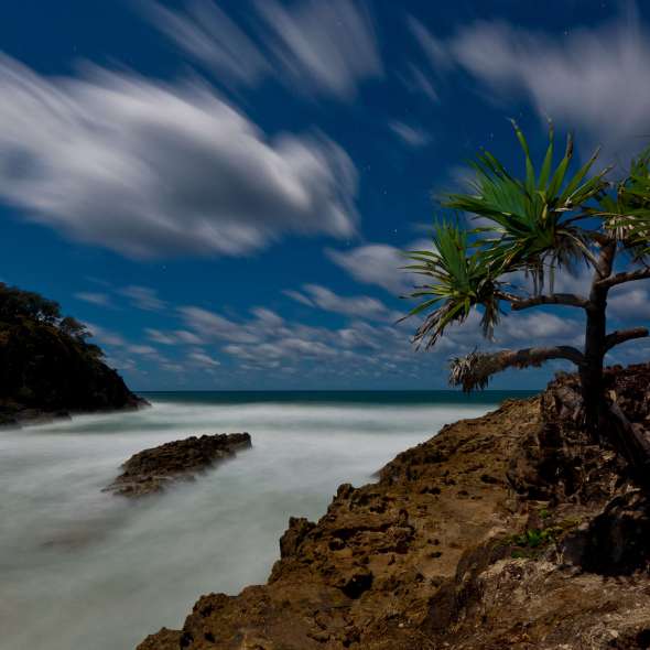 night time long exposure moonlight