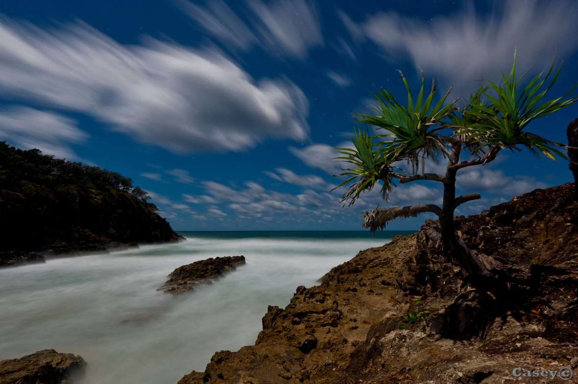 night time long exposure moonlight