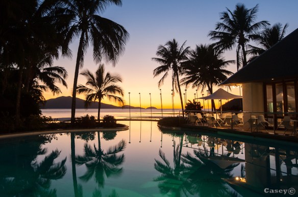 Hamilton Island pre dawn colours still pool reflecting beautiful colours on Hamilton Island
